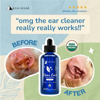 kin+kind Organic Clean Ears Leave-In Ear Cleaner For Dog  (4 oz)