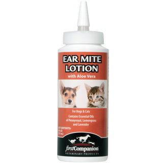 First Companion Ear Mite Lotion With Aloe Vera Soothes Irritation For Dogs & Cats 6 oz