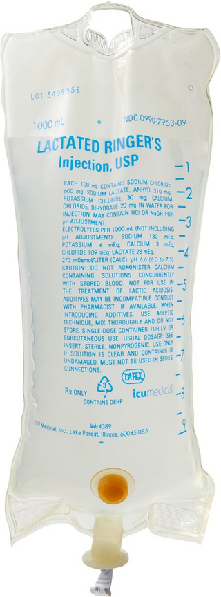 Lactated Ringer Injection Bag (1000 ml)