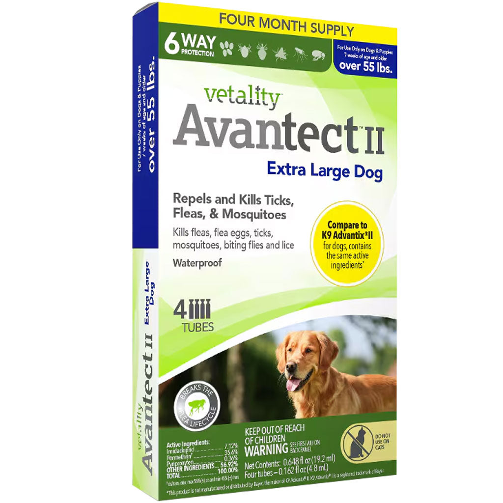TevraPet Vetality Avantect II: Topical Flea Tick for Dogs X- Large