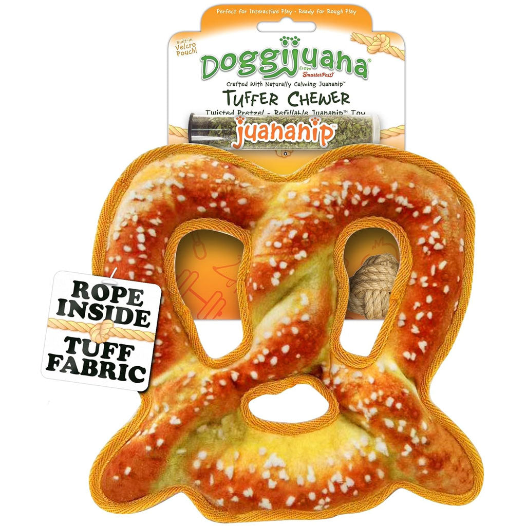 ドッグフード YoLuHa Doggijuana Pretzel Dog Toy: Durable & Squeaky Fun
