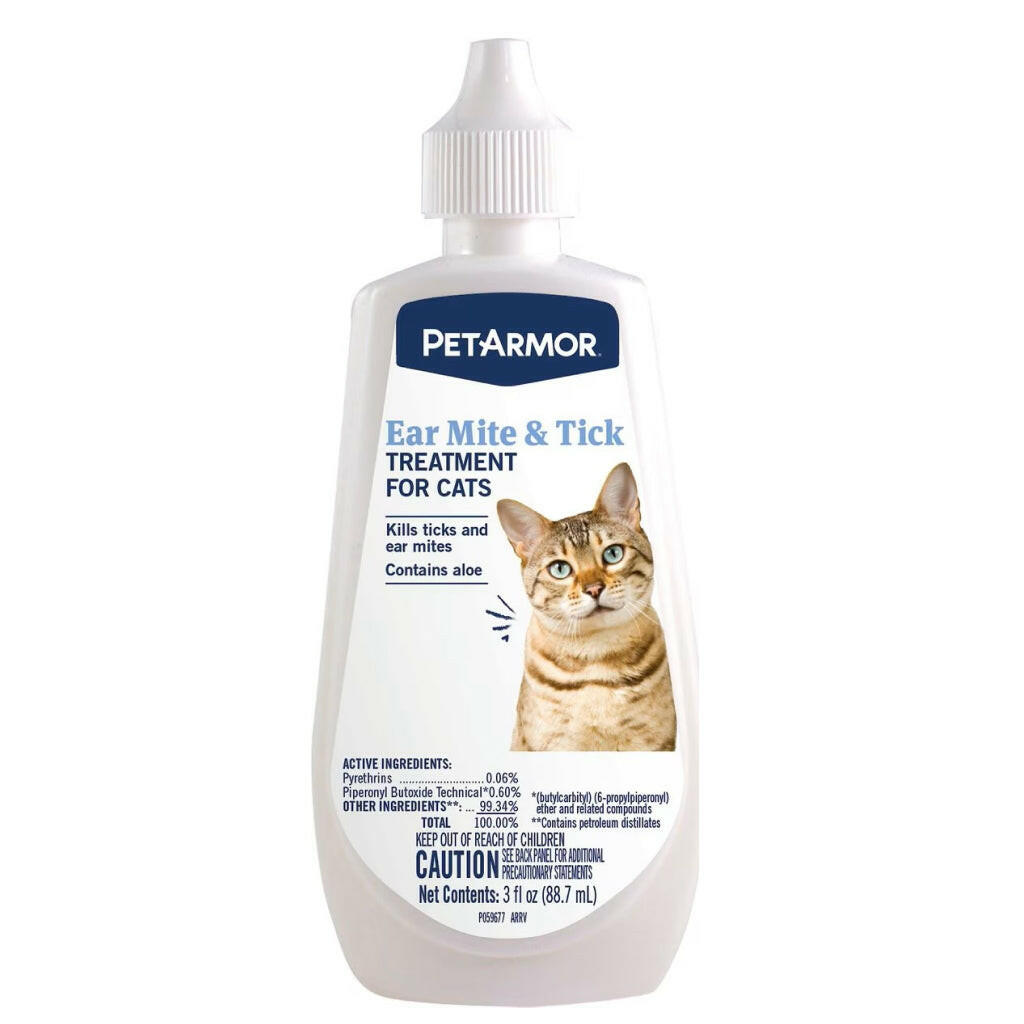 PetArmor Ear Mite \u0026 Tick Treatment for Cats - Gentle, Fast Relief, image size:1024x1024