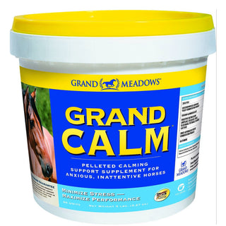 Grand Meadows' horse calming supplement in a 5 lb pail