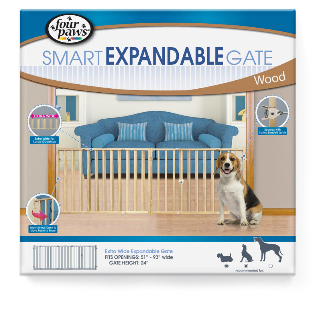 Four Paws Extra Wide Epandable Vertical Wood Slat Dog Gate