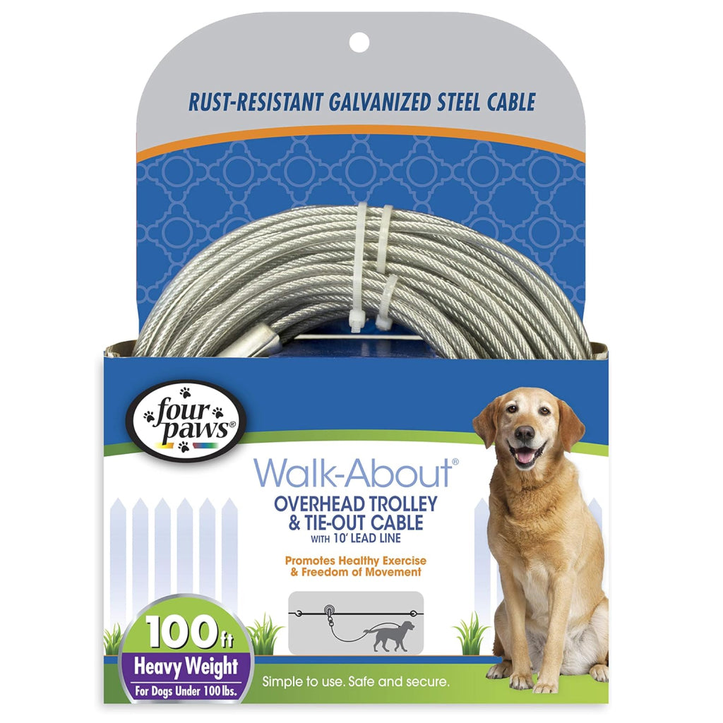 Four Paws Heavy Weight Overhead Trolley Tie-Out Cable for Dogs