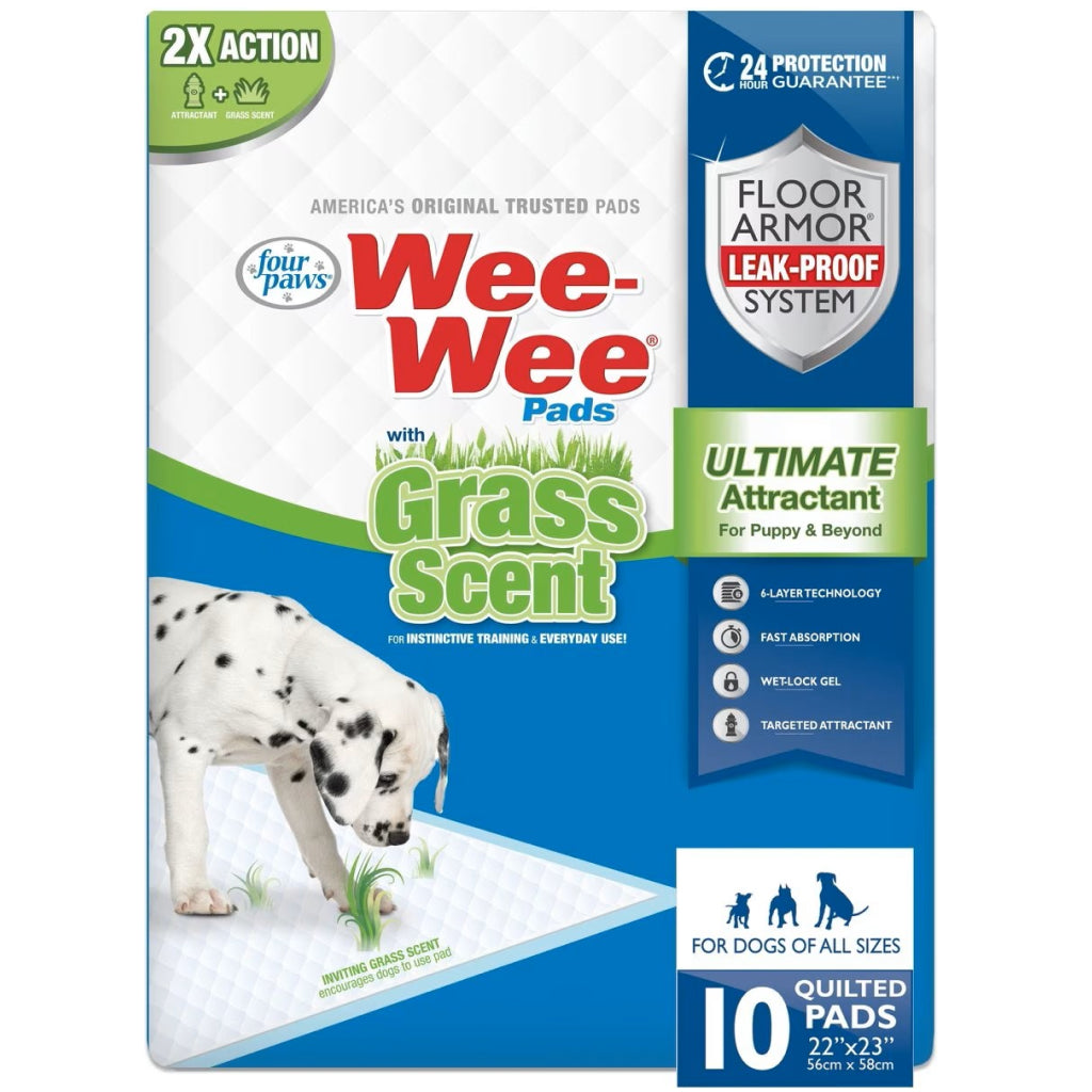 Four Paws Wee-Wee Grass Scent Dog Pee Pads – Indoor Potty Solution