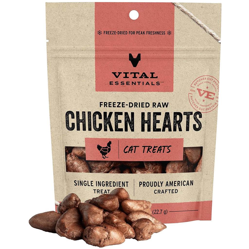 Vital Essentials Freeze-Dried Raw Chicken Heart Cat Treats 0.8 oz