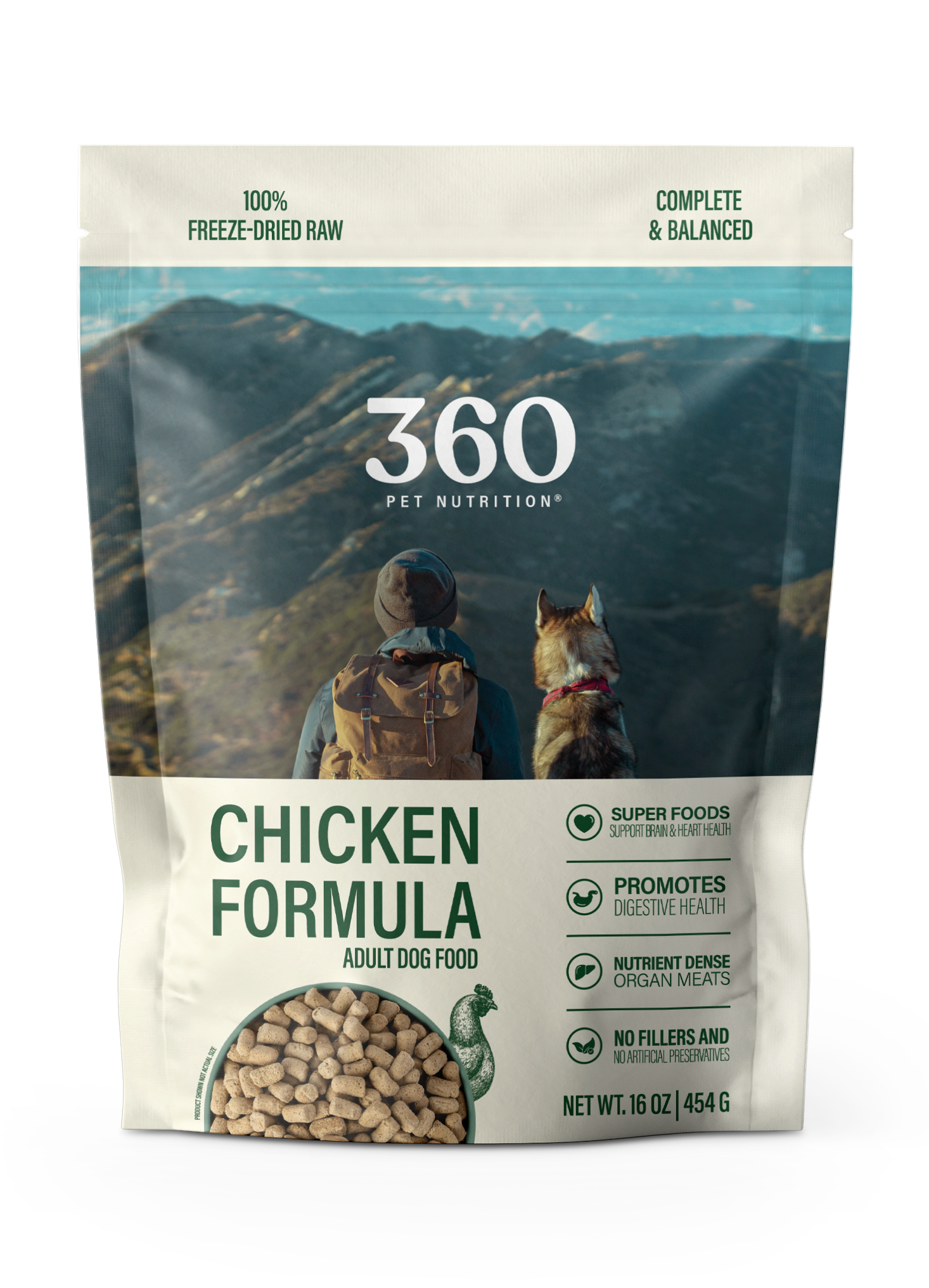 360 Pet Nutrition Chicken Freeze-Dried Raw Adult Dog Food