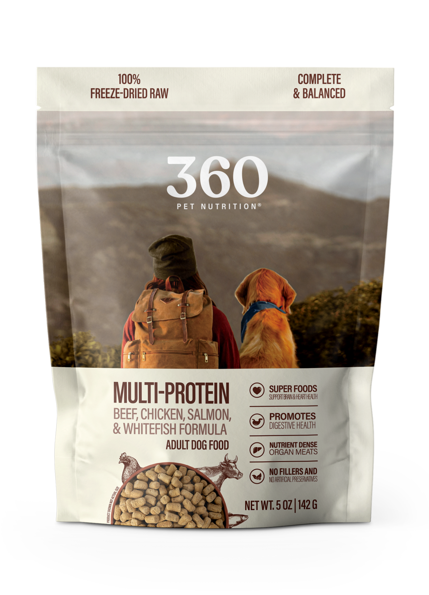 360 Pet Nutrition Multi-Meat Freeze-Dried Raw Adult Dog Food