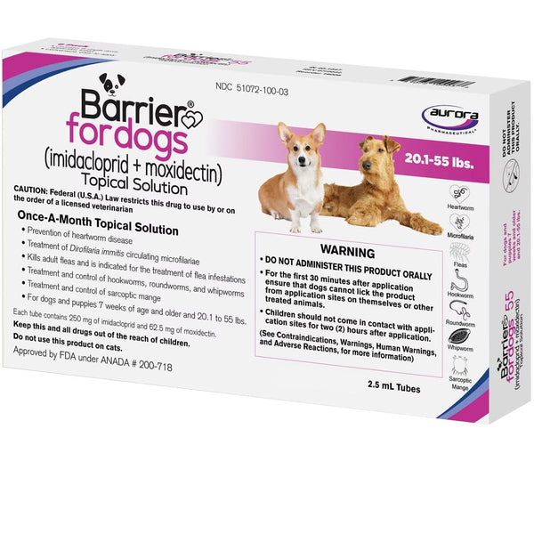 Barrier Topical Solution for Dogs, 20.1-55 lbs (Pink) 1 dose