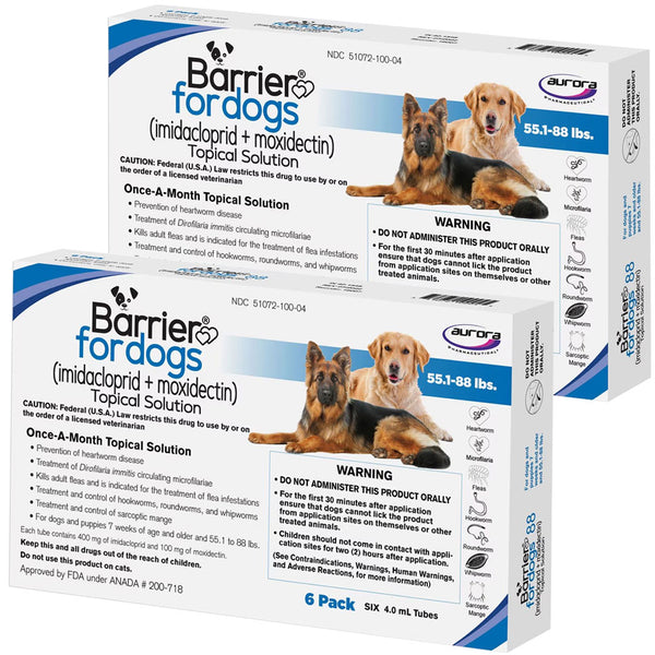 Barrier Topical Solution for Dogs, 55.1-88 lbs, (Blue) 12 dose