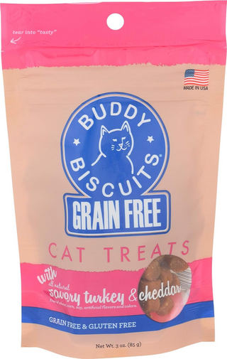 Buddy Biscuits Soft & Chewy Grain Free Savory Turkey & Cheddar Cat Treats (3 oz)