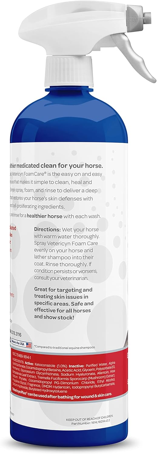 Vetericyn FoamCare Medicated Shampoo for Horses (32 oz)