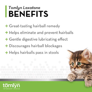 Tomlyn Laxatone Hairball Remedy Gel for Cats- Maple Flavor (2.5 oz)