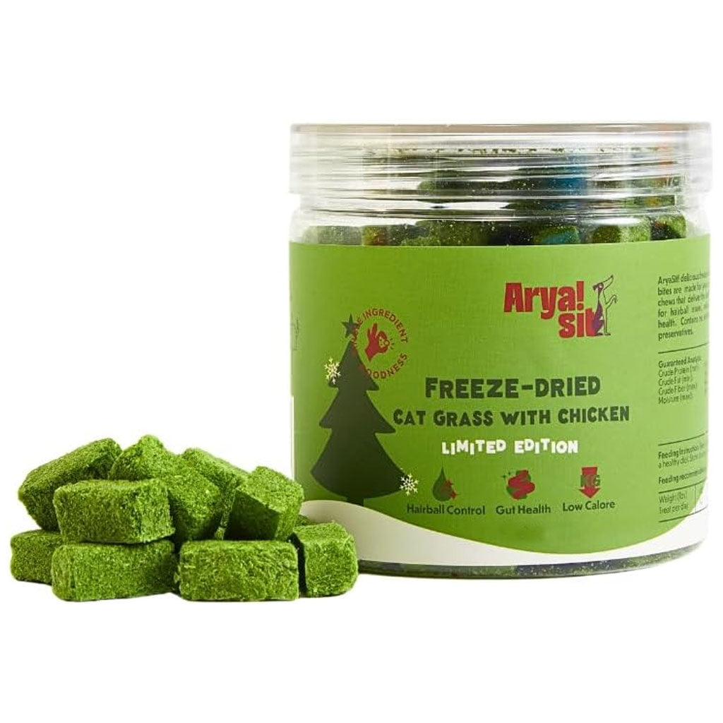 Arya Sit Freeze-Dried Cat Grass with Chicken for Hairball Control