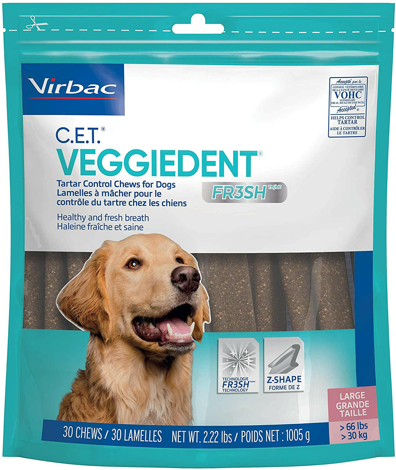 C.E.T. VeggieDent Fr3sh Anti-Tartar Chews for Large Dogs
