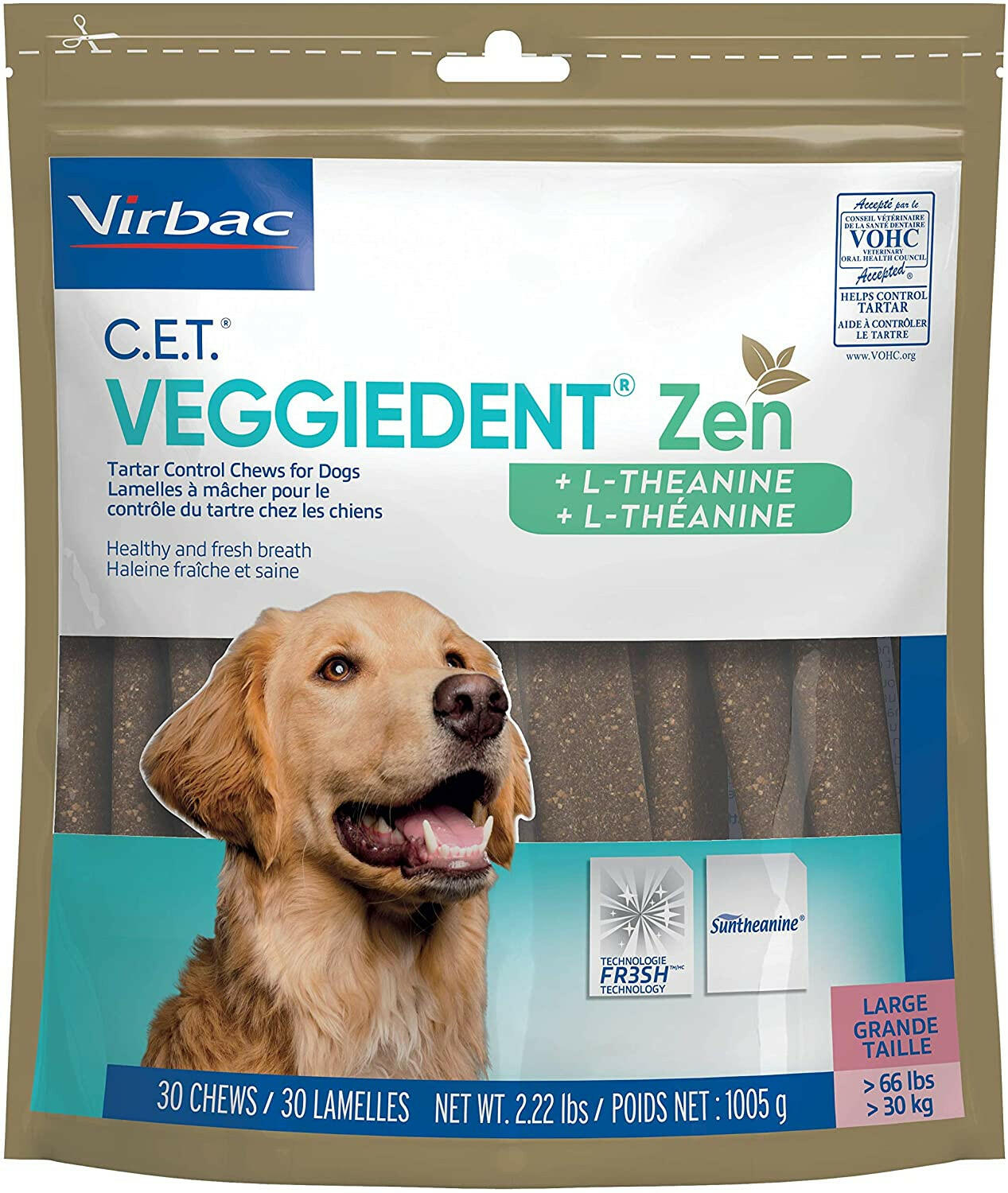 C.E.T. VeggieDent Zen Tartar Control Chews for Large Dogs
