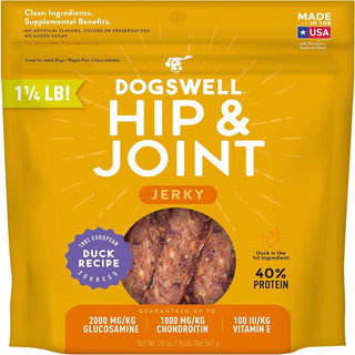 Dogswell Jerky Hip & Joint Duck Recipe Grain-Free Treats For Dogs (20 oz)