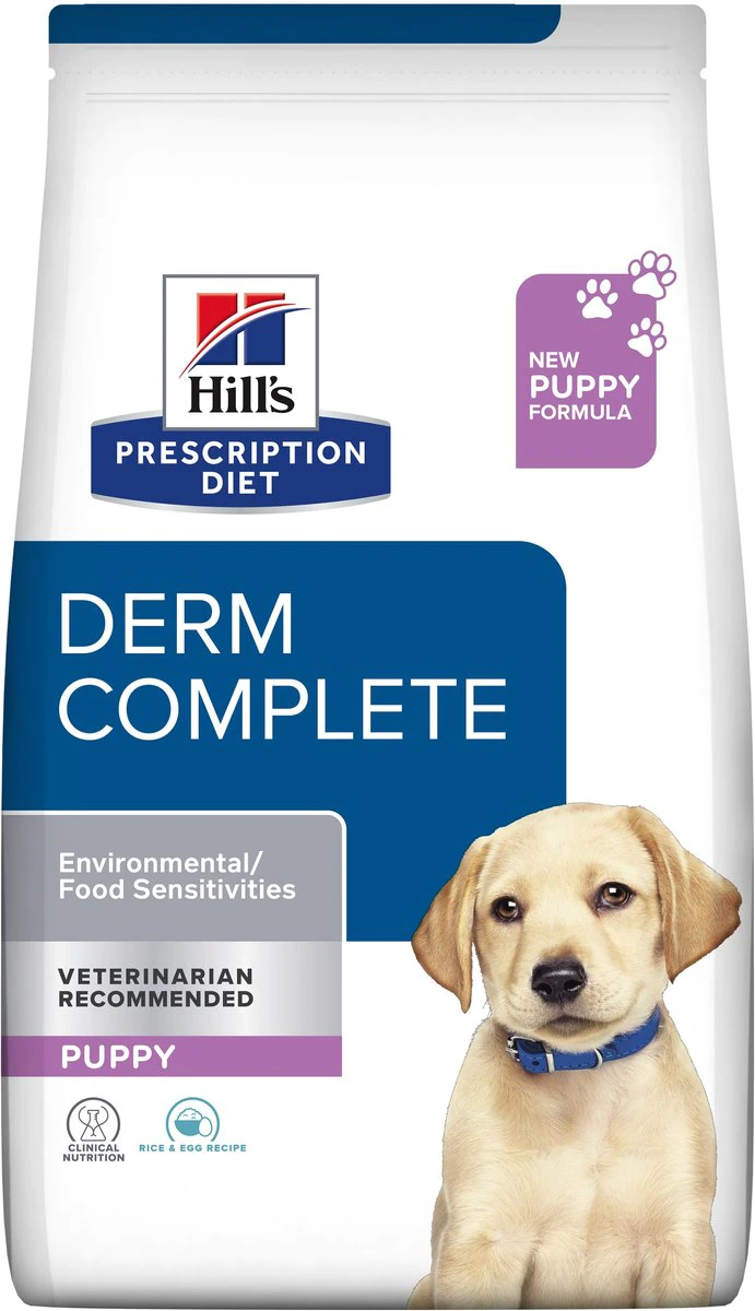 Hill's Prescription Diet Derm Complete Puppy Environmental/Food Sensitivities Dry Dog Food 14.3 lb Bag, Rice & Egg