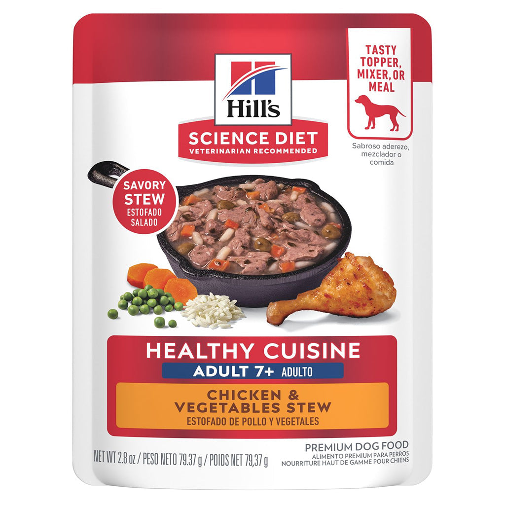 Hill's Science Diet Adult 7+ Healthy Cuisine Chicken & Vegetables Stew Wet Dog Food, 2.8-oz pouch, Case of 24