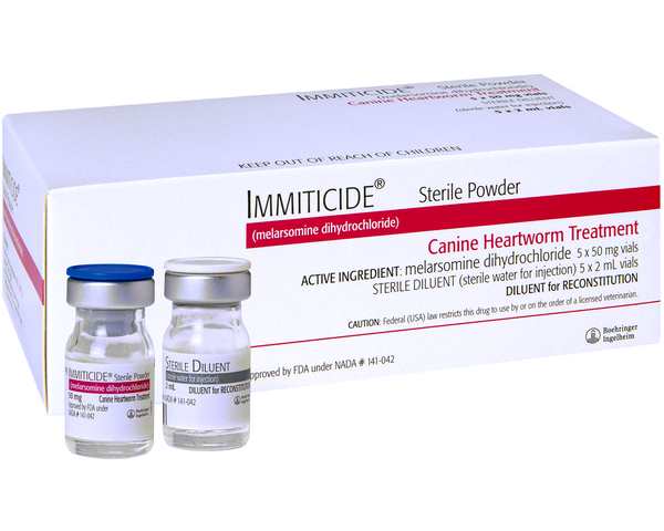 Immiticide (Melarsomine Dihydrochloride) Canine Heartworm Treatment 50mg, 2mL (5 vials)