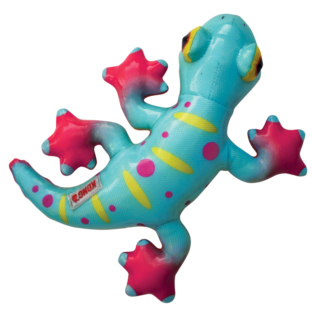 KONG Shieldz Tropics Gecko - Durable, Squeaky Toy for Dogs