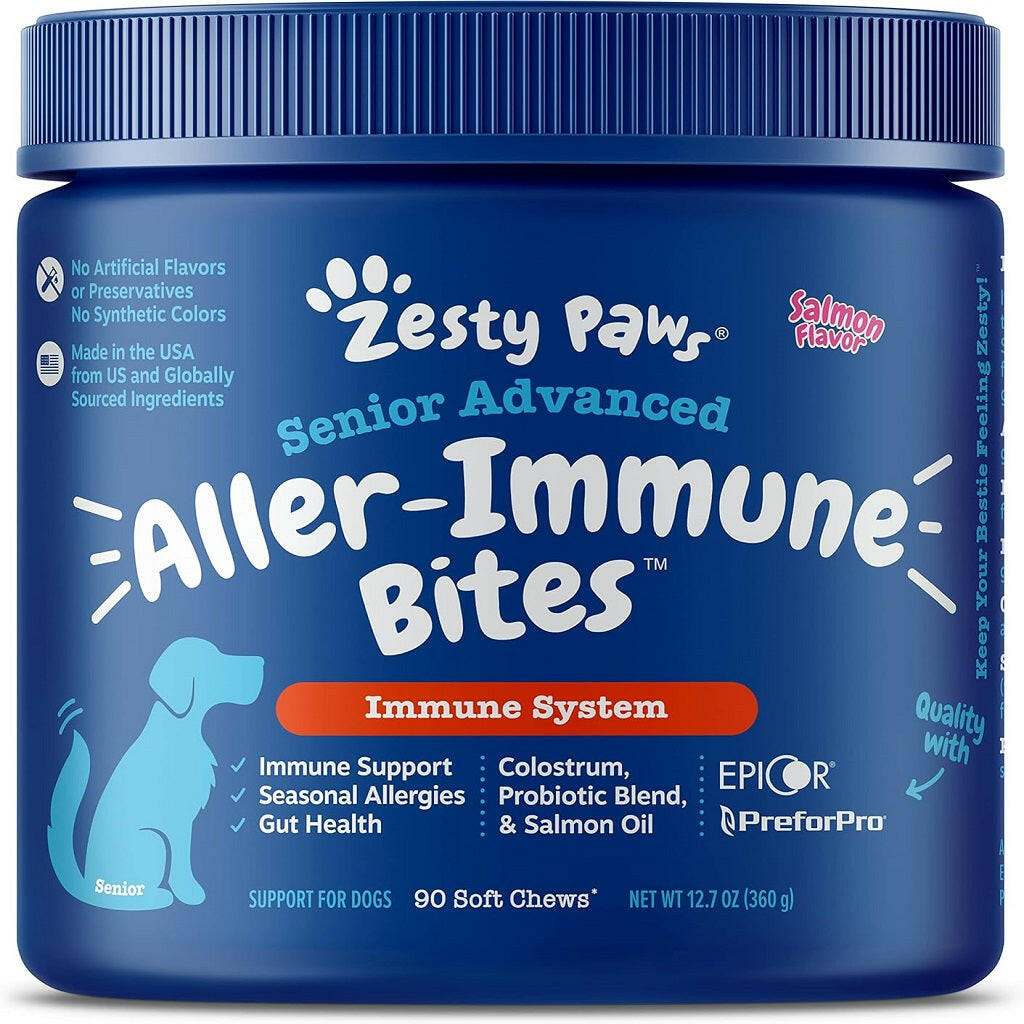 Zesty Paws Senior Advanced Aller-Immune Salmon Flavored Chews for Dogs