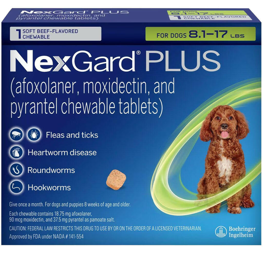 NexGard PLUS Parasite Guard Chews for Small Dogs, 8.1-17 lbs