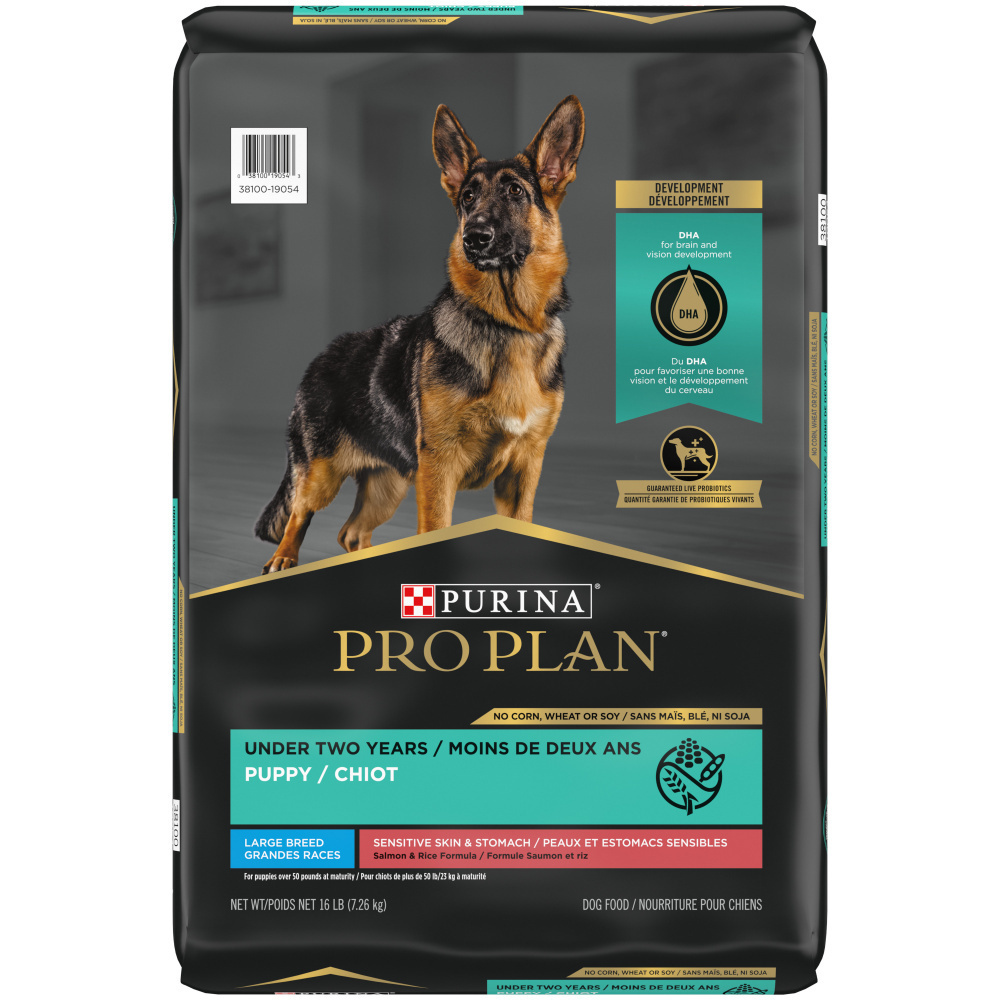 Pro Plan Large Breed Puppy Sensitive Skin & Stomach Dry Dog Food, Salmon & Rice, 24 lb