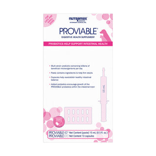 Nutramax Proviable Digestive Health Supplement Kit with Multi-Strain Probiotics and Prebiotics for Cats and Small Dogs, With 7-Strains of Bacteria, 15 mL Paste and 10 Capsules