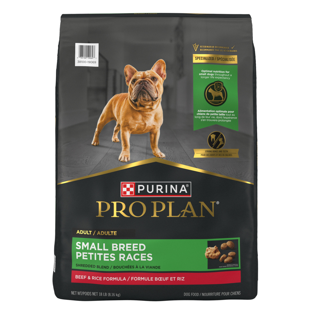Purina Pro Plan High Protein Small Breed Dog Food, Shredded Blend Beef & Rice Formula - 6 lb. Bag