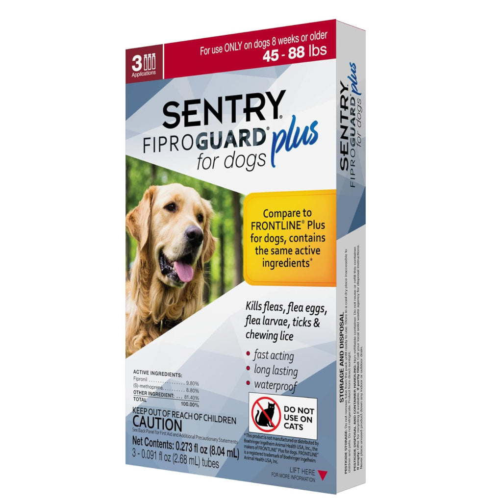 洋楽 F DOG/DOUBLE AGENT Sentry Fiproguard Plus Flea & Tick Treatment for Dogs, 44-88 lbs