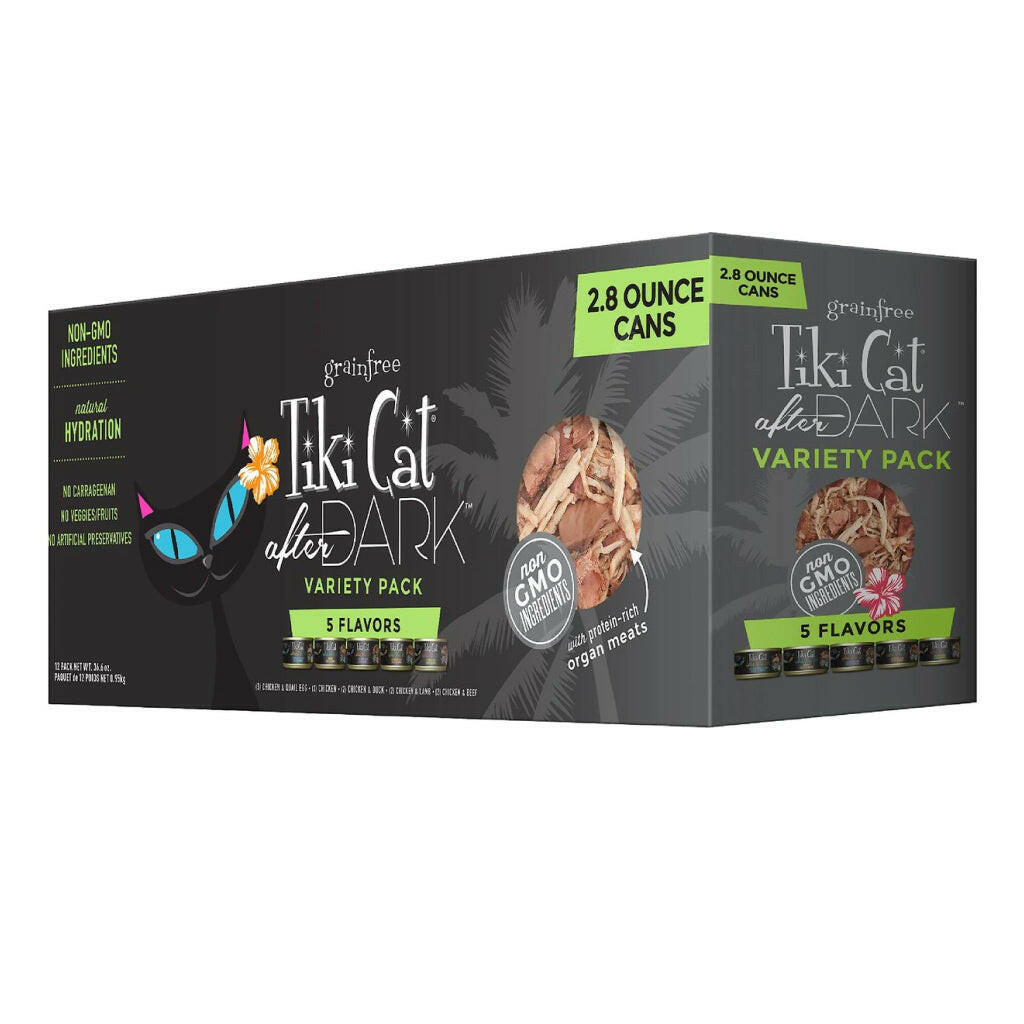 Grain-Free Tiki Cat After Dark Variety Pack for Cats – 12 Cans