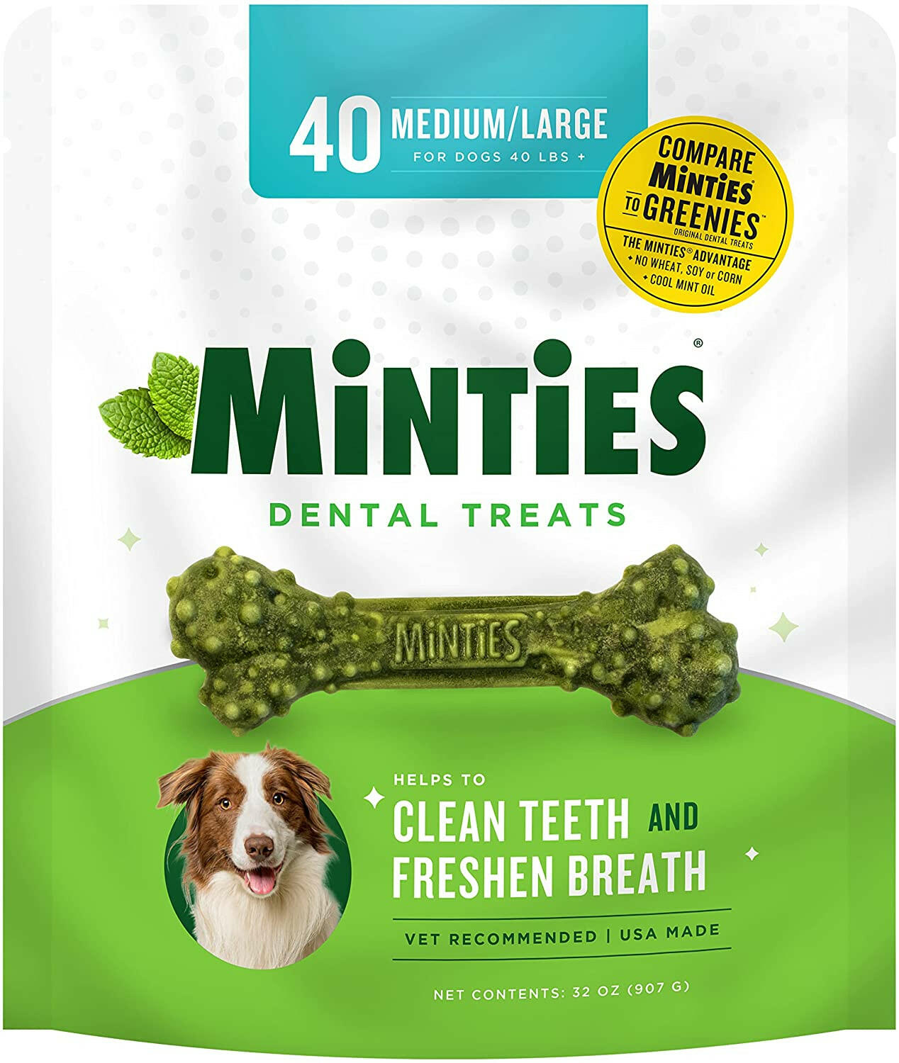 VetIQ Minties Fresh Breath Dental Treats for Medium and Large Dogs