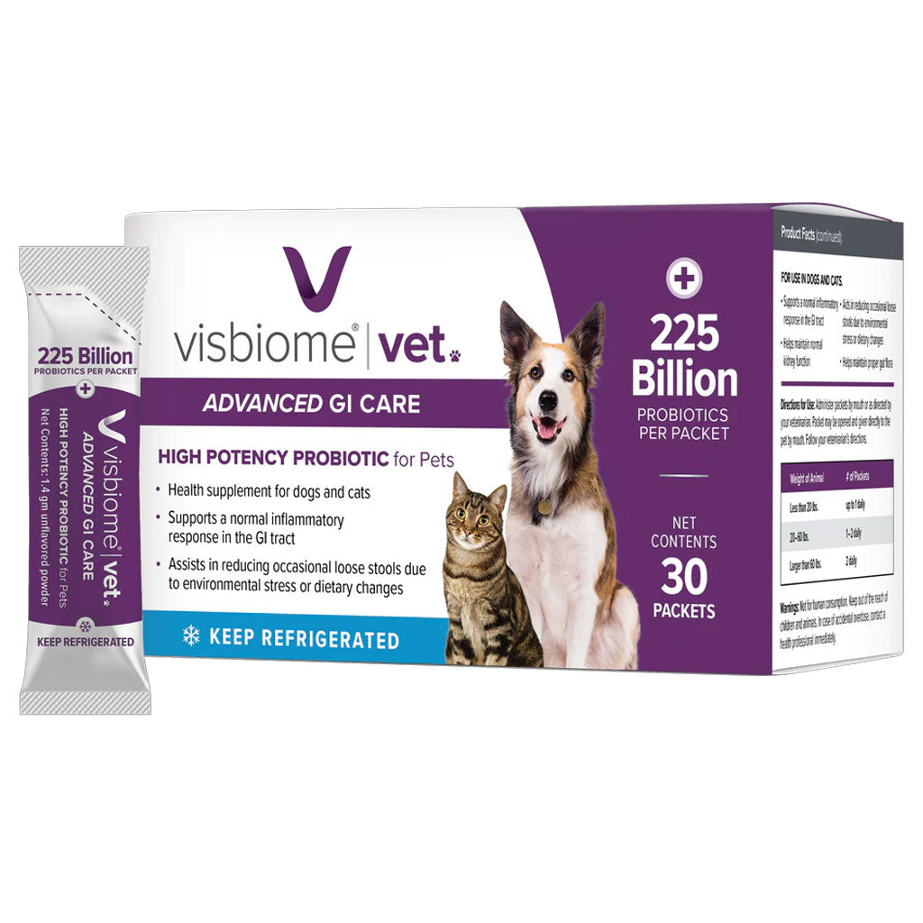 Visbiome Vet Probiotic for Dogs & Cats – 225 Billion CFUs - 30 Packets