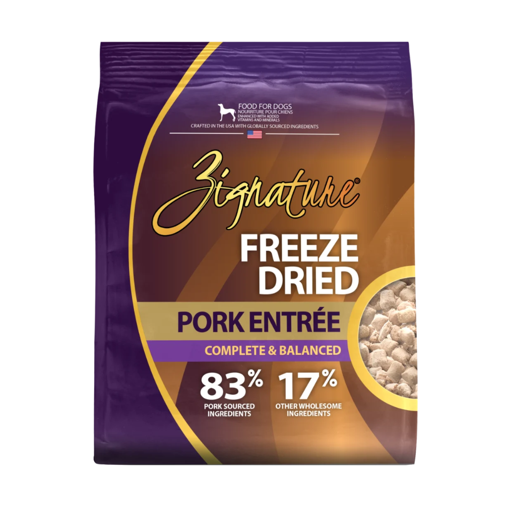 ドッグフード JUICY PORK, AQUAGREE ,GREEDY, IMMUNO Zignature Pork Entree Freeze-Dried Dog Food
