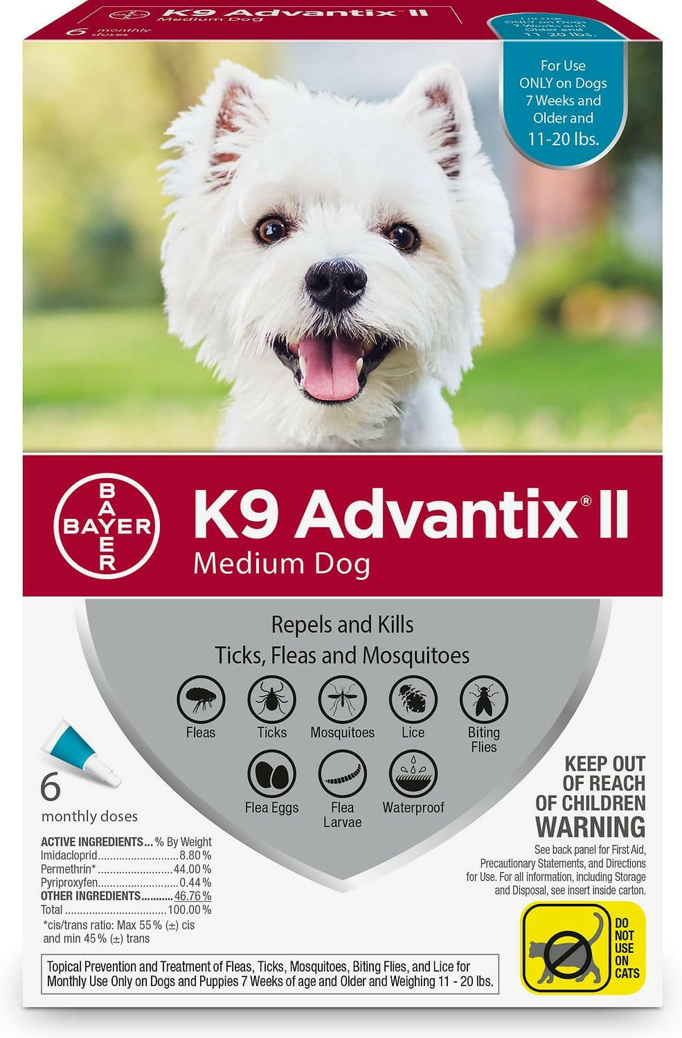 K9 Advantix II Flea & Tick Protection for Medium Dogs, 11-20 lbs