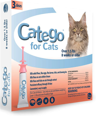 Catego Flea & Tick Spot Treatment for Cats, over 1.5 lbs (3 Doses)