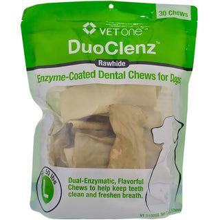 DuoClenz Rawhide, Enzyme-Coated Dental Chews for Dogs, Large 30 Count