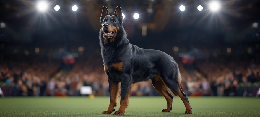 a Belgian Sheepdog at a dog show