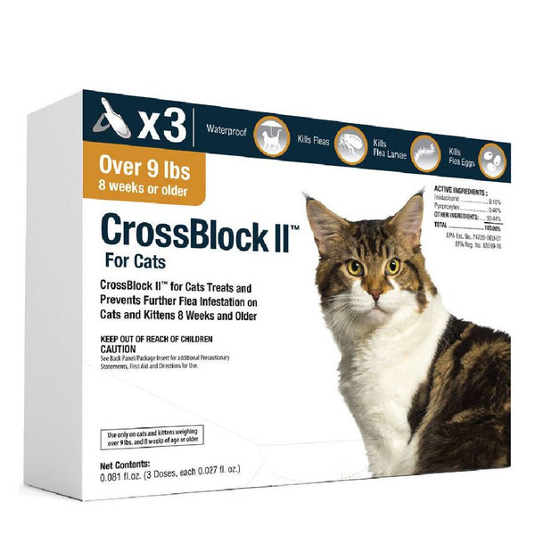 CrossBlock II Kills Adult Fleas & Ticks for Large Cats over 9 lbs (3 doses)