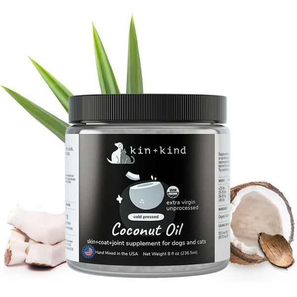kin+kind Cold Pressed Coconut Oil Skin + Coat + Joint Supplement for Dogs & Cats