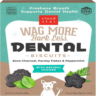 Cloud Star Wag More Bark Less Chicken, Charcoal, Parsley & Mint Dental Biscuits For Dogs(14 oz)