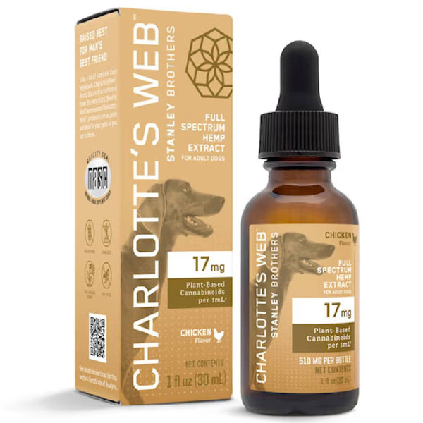 Charlotte's Web Full Spectrum Hemp Extract for Dogs, Chicken Flavor 17 mg (30 ml)