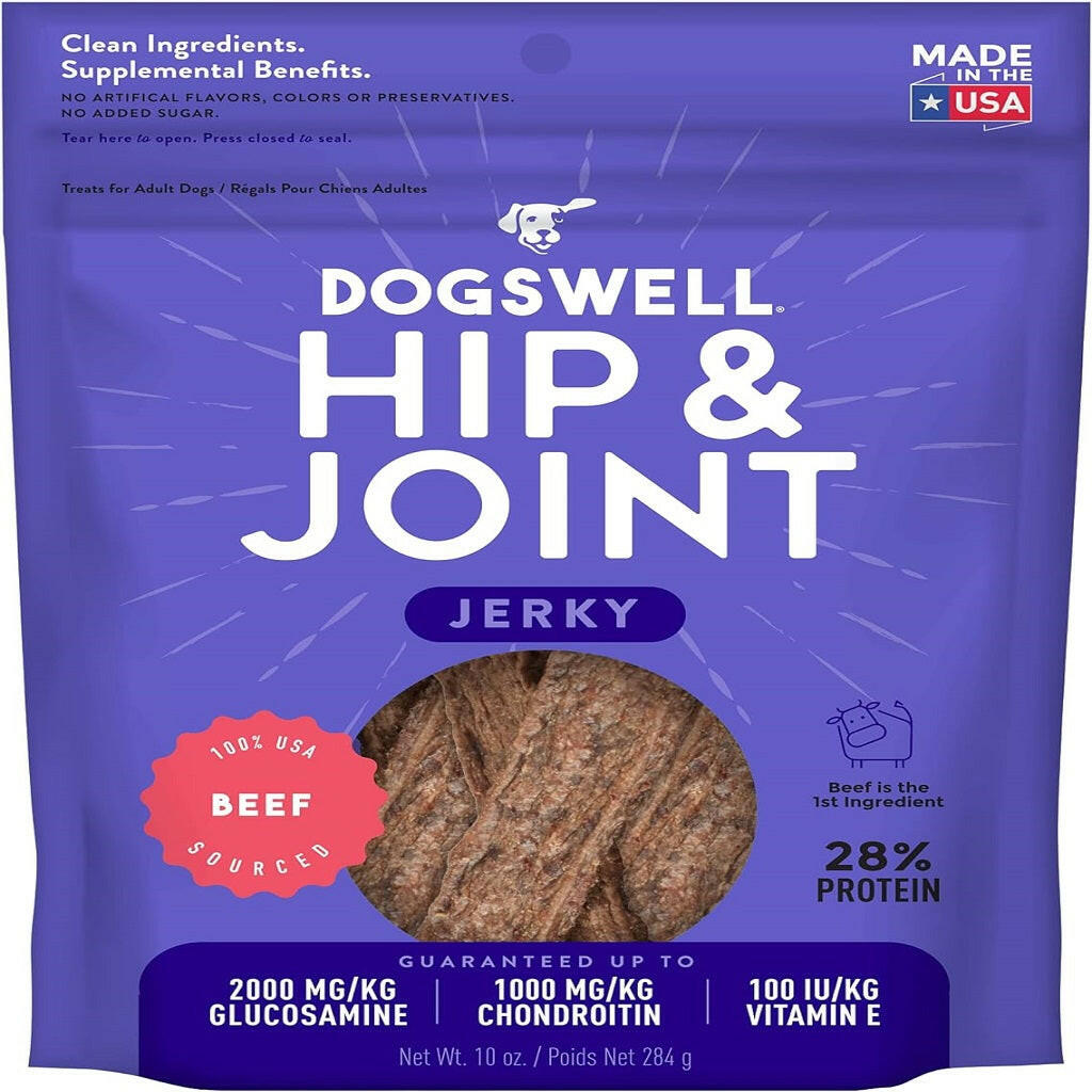 Dogswell Jerky Hip & Joint Beef Recipe Grain-Free Treats for Dogs 10 o