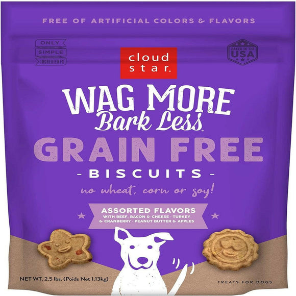 Cloud Star Wag More Bark Less Grain-Free Assorted Flavors Crunchy Dog Treats (2.5 lb)