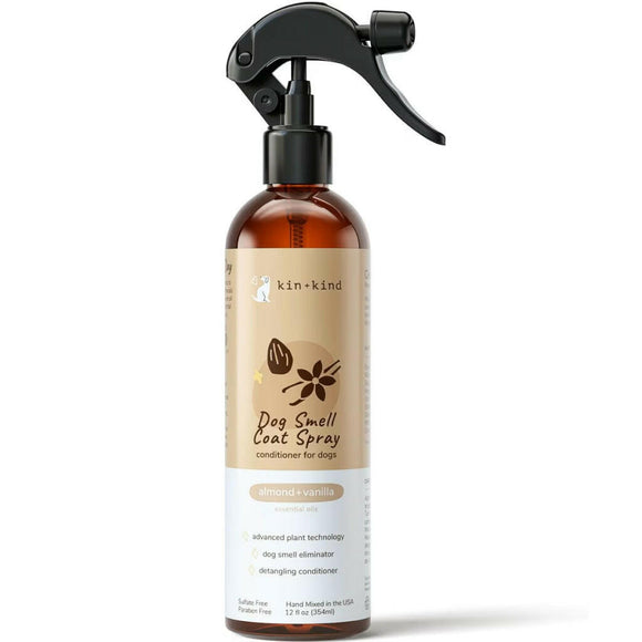 kin+kind Almond & Vanilla Natural Coat Spray for Dog Smells (12 oz)