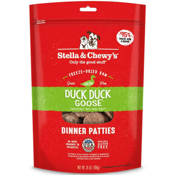 Stella & Chewy's Duck Duck Goose Dinner Patties Freeze-Dried Raw Food For Dogs (25 oz)