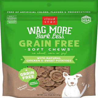 Cloud Star Wag More Bark Less Grain Free Soft Chews Dog Treats With Chicken & Sweet Potato (5 oz)