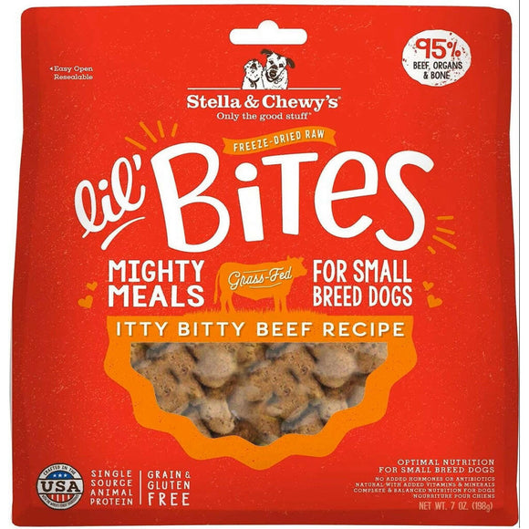 Stella & Chewy's Lil' Bites Itty Bitty Beef Recipe Small Breed Freeze-Dried Raw Food For Dog (7 oz)